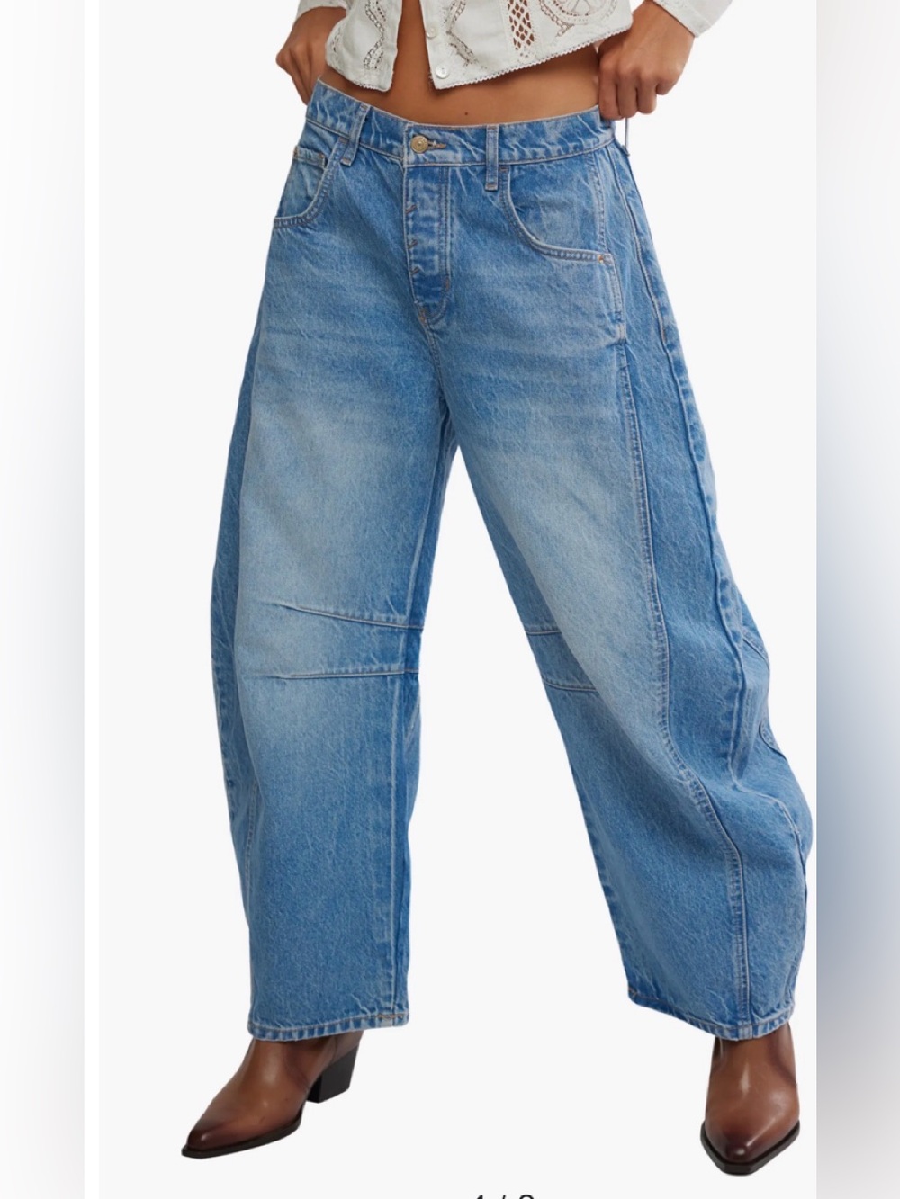 We the Free Good Luck Mid Rise Barrel Leg Jeans - Picture 4 of 17